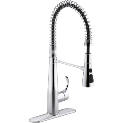 Kohler Simplice Single Handle Semi-Professional Pre-Rinse Kitchen Sink Faucet with Three-Function Pull Down Sprayer