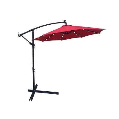 Tan 10 Ft Outdoor Patio Umbrella Solar Powered LED Lighted Sun Shade Market Waterproof 8 Ribs Umbrella With Crank And Cross Base For Garden Deck Backy -  Arlmont & Co., 1B4C4B0EA4E74BCC9875E982A4E6B91F