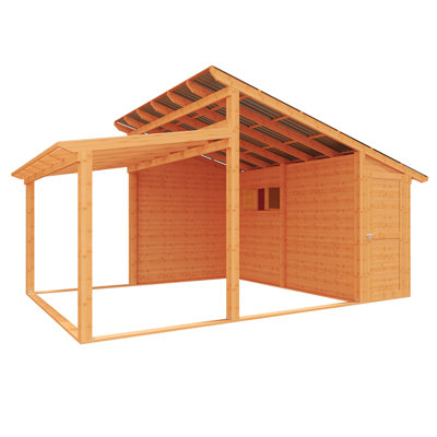 20' × 12.5' Patio Wooden Gazebo With Storage Shed