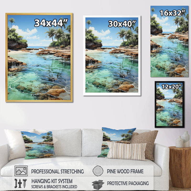 Dominicain Caribbean Dreamscape II sur impression sur toile, H 40 po x l 30 po x P 1,5 po, Cadre photo noir