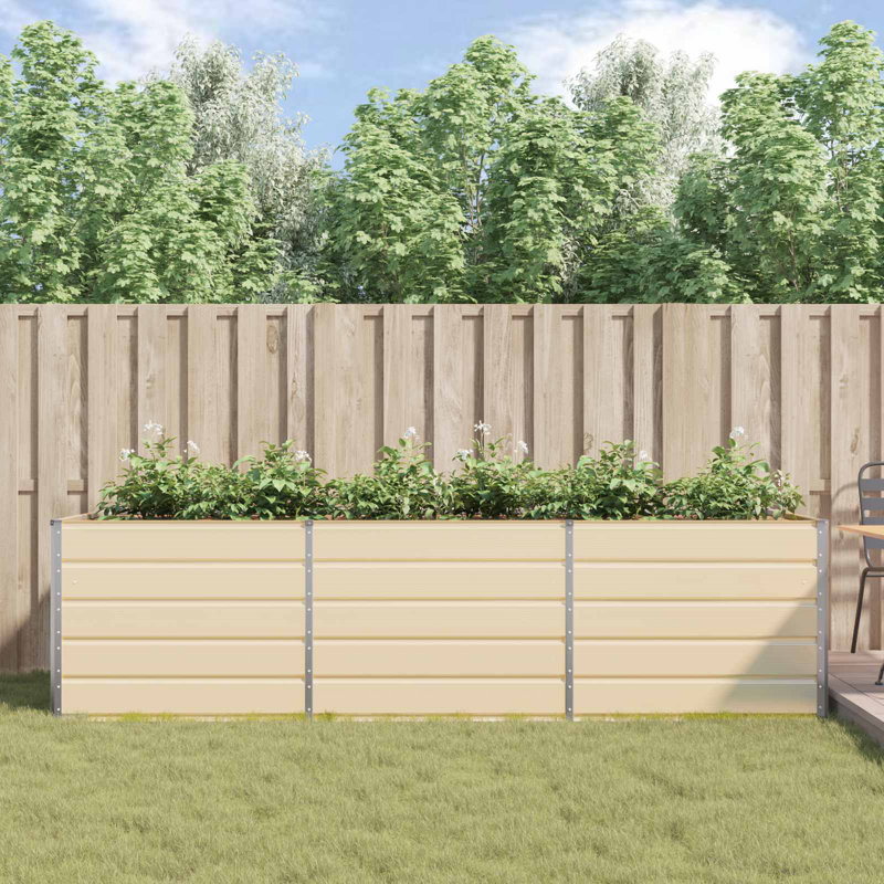 Planter Galvanised Steel, 75cm H x 290cm W x 100cm D, Ivory