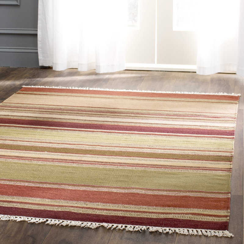 Hemet Striped Wool Hand Woven Area Rug, Rectangle 76 x 122 cm