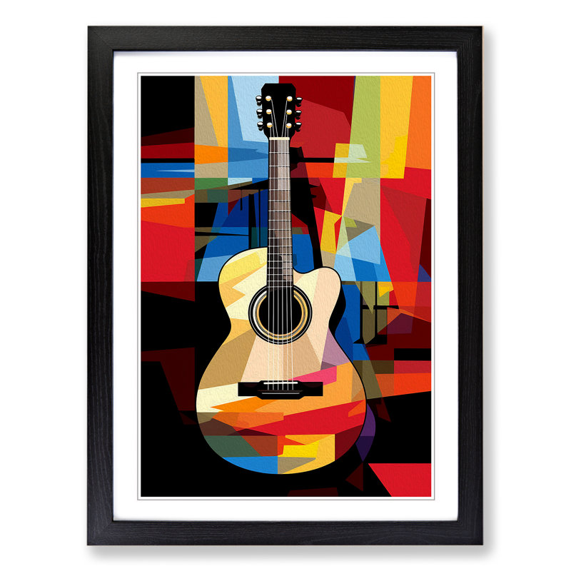 Acoustic Guitar Pop Framed Print, 34cm H x 25cm W x 2cm D, Black