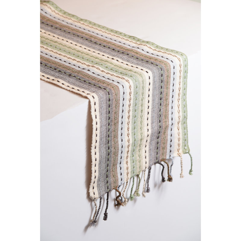 Phoenix Stripe Dobby 100% Cotton Runner 72" In Natural, Tan