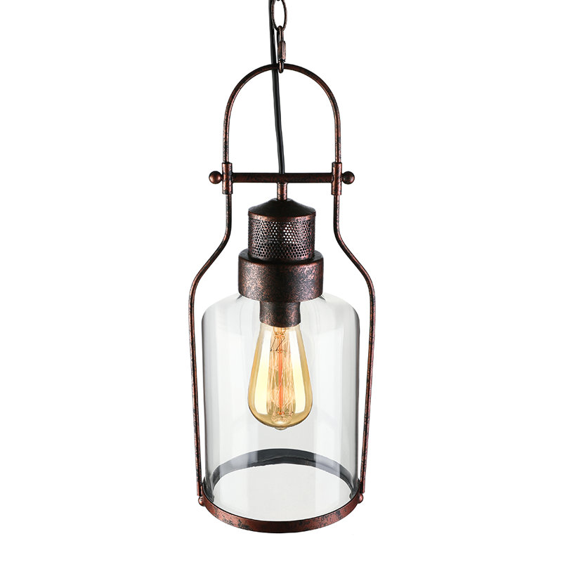 Luminaire suspendu industriel en verre, Brun