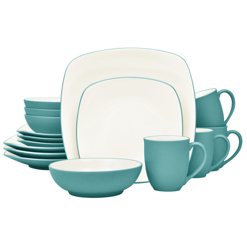 Service de table carré 16 pièces Noritake Colorwave, service pour 4, Turquoise