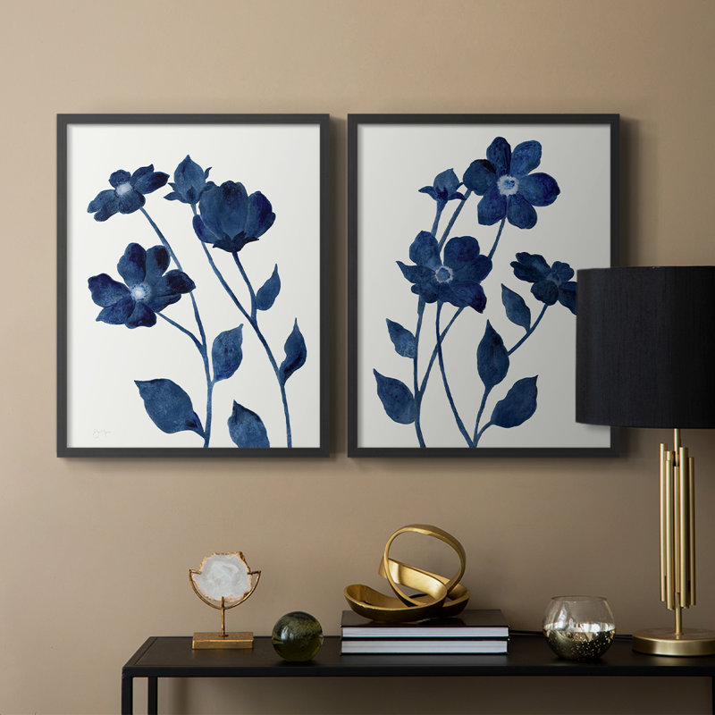 Impression encadrée Indigo Bloom I-Premium - prête à être accrochée - aucun clou requis - aucun clou requis
