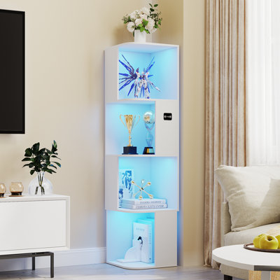 50.8"H-4-Shelf Arched Storage Cabinet With Tri-Color Sensor Light