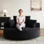 360 Degree Swivel Fluffy Sleeper 55''l Corduroy Foam Single Chair For Lounge And Living With Effort - Installation Pillow Modern Chenille Bedroom Projection Room Easy Assembly