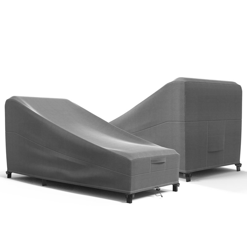 Set of 2 Chaise Lounge Chair Cover - Breathable, Heavy-Duty Cover with Water-Resistant PVC liner, Adjustable Elastic Hem, Click-Close Straps, and Air Vents - Hyslop Collection