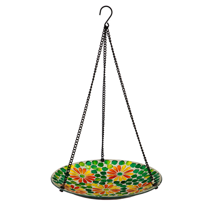 Mangeoire d’oiseaux décorative mosaïque fleurs