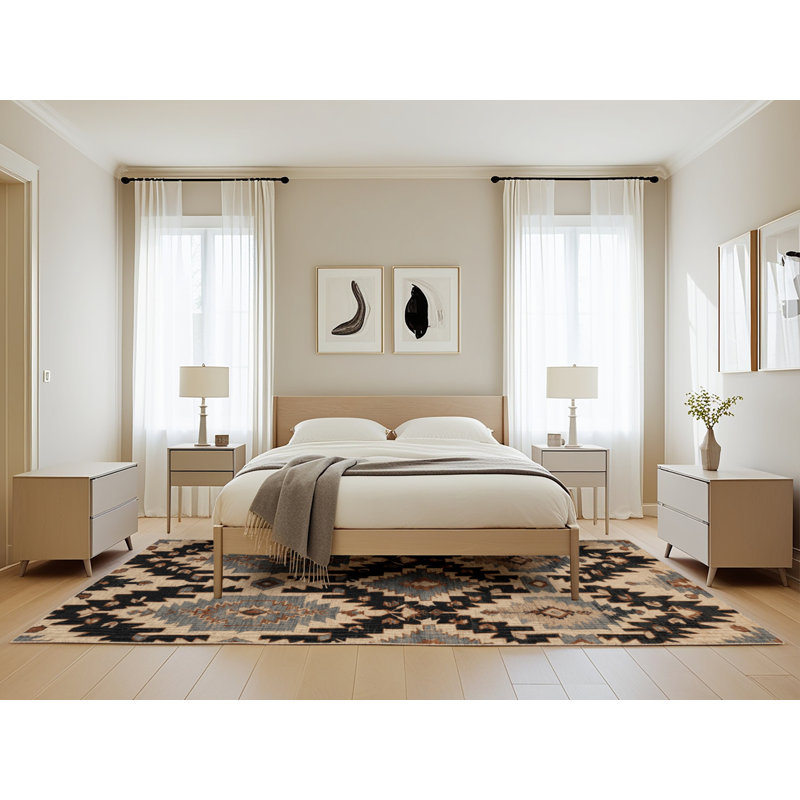 Machine Washable Persian Brown Area Rug, Rectangle 5' x 8'
