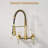 Brushed Gold 8 Inch Center Wall Mount Kitchen Faucet with  Transitional Bridge Kitchen Faucet with Pull-Down Sprayhead-121293566