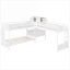 Structure de lit superposé simple en L, finition en bois massif blanc, bureau intégré avec charge pour les chambres partagées et les soirées pyjama