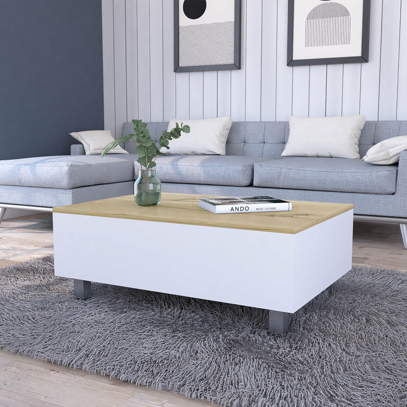 TUHOME Boston Lift-Top Coffee Table, White
