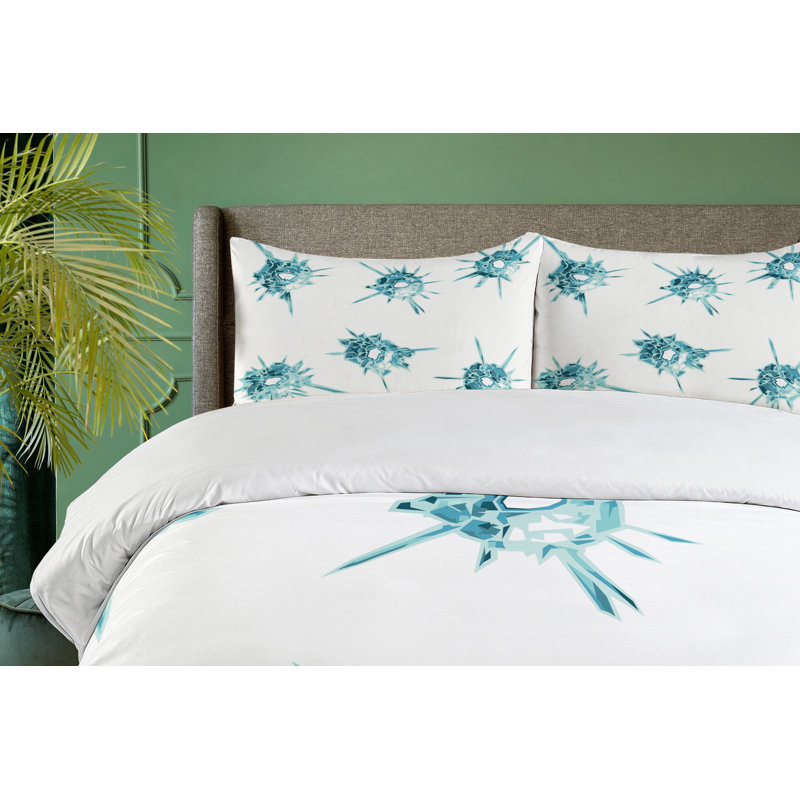 Coastal Polyester Duvet Cover, Twin Duvet Cover + 1 Sham, Vintage Floral Elements