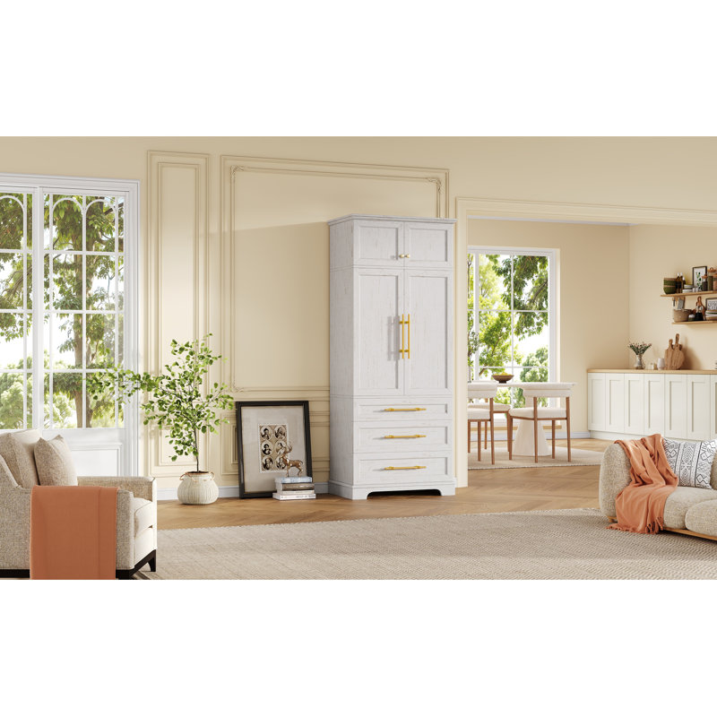 Tall Farmhouse Kitchen Pantry Cabinet, White