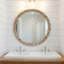 Miroir mural rond rustique 23,62 po avec cadre à rivets et miroir décoratif préinstallé avec grande surface réfléchissante pour le salon de la chambre à coucher, bois naturel-213955303