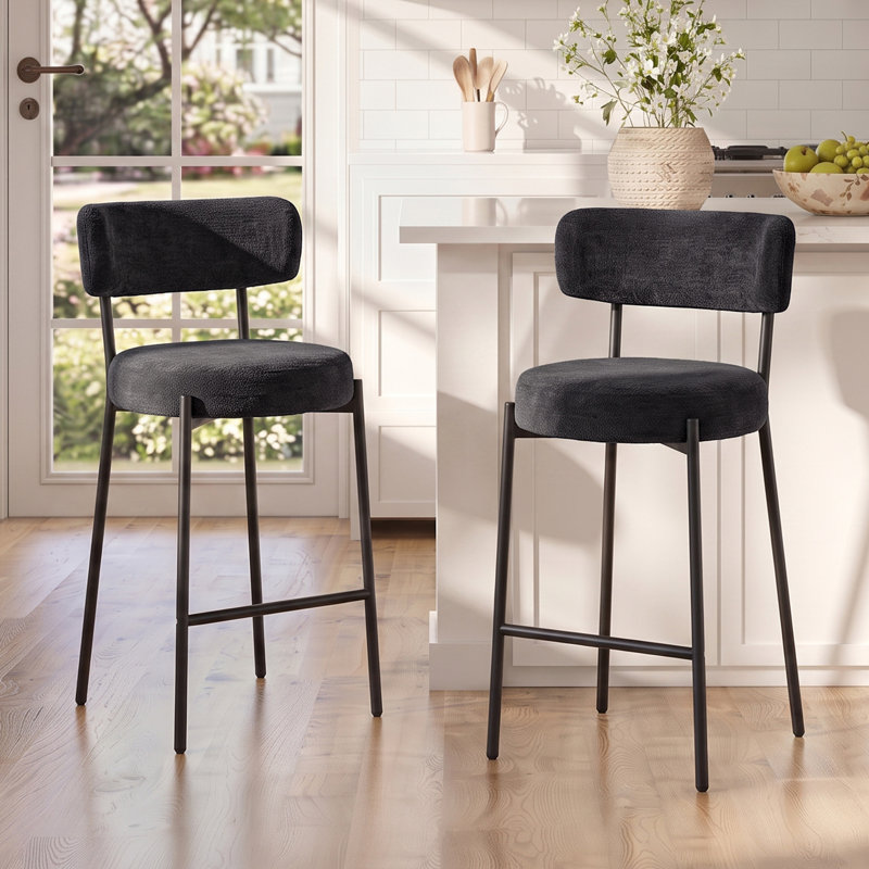 Tabouret 34,25 "H 34,25" avec dossier courbé, Chenille noir