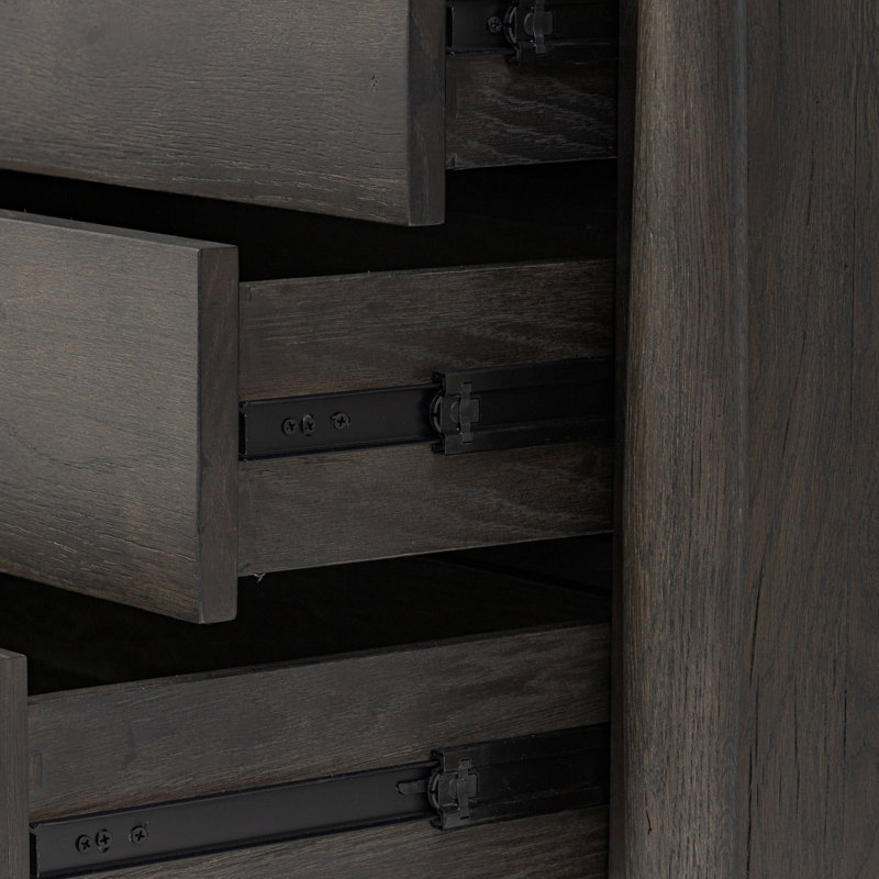 Glenview 3 - Drawer Solid Wood Nightstand, Smoked Black