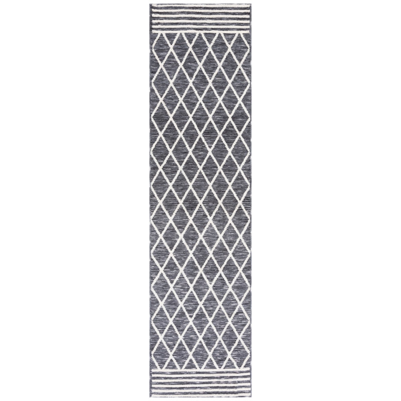 Tapis gris / ivoire Amaja, Tapis de couloir 2 pi 3 po x 8 pi