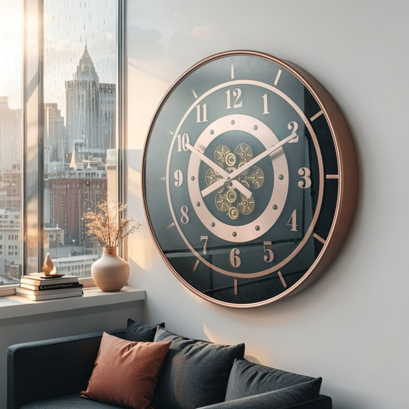 THE GEARS CLOCK Wall Clock with Real Moving Gears SD-LI_ 24 in Round GOTHENBURG