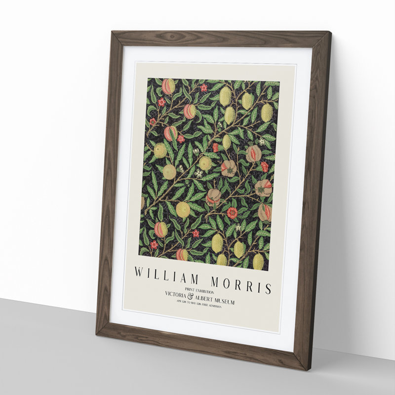 Fruit by William Morris - Single Picture Frame Print, 48cm H x 36cm W x 2cm D, Walnut Framed