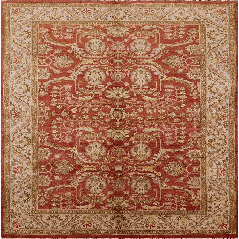 Tapis oriental rouge / beige, Carré 6 pi