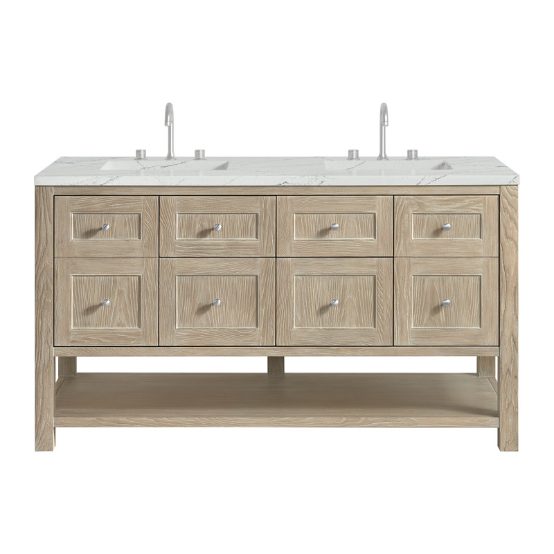 Breckenridge 60'' W Double Vanity, Whitewashed Oak, Ethereal Noctis, Widespread