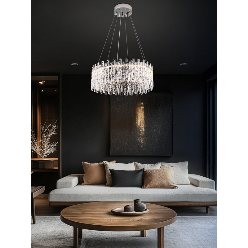 Lustre suspendu moderne en cristal DEL avec télécommande 