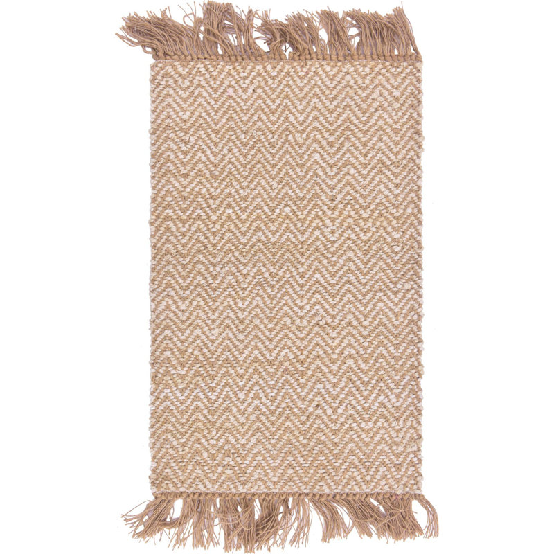 Tapis naturel tressé à la main à chevrons Mynevere, Rectangle 9 pi x 12 pi