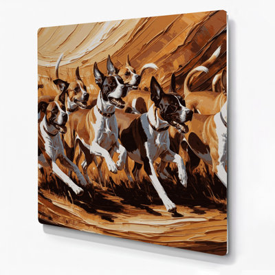 Chiens Basenji, art mural en métal brun