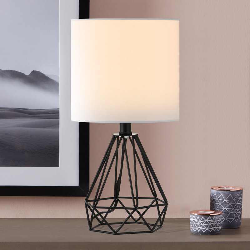 Lampe de table moderne à base géométrique en métal noir, Noir, noir, noir, noir