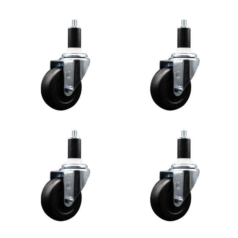 Ensemble de roulettes extensibles à roulettes en caoutchouc souple SCC NB 3,5 po x 1-3 / 8 po