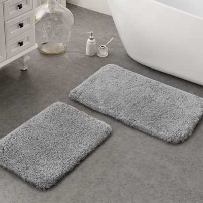 2‑Piece Shaggy Tufted Bathroom Rug Set
