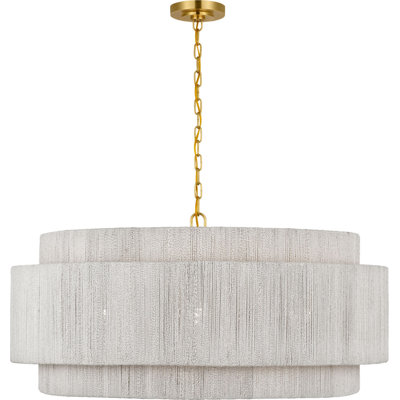 Dorado Chandelier in Antique-Burnished Brass and Washed Abaca