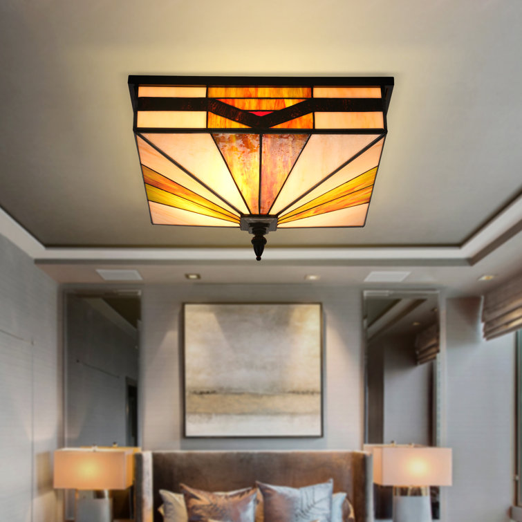 Tiffany 6"-Wide Retro Square Tiffany Ceiling Light