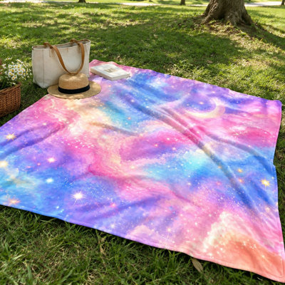 Vibrant Galaxy Print Plush Blanket, Dreamy Nebula Throw for Sofa Couch Bed Home Cozy Decoration, All‑Season Lightweight Fleece Blanket