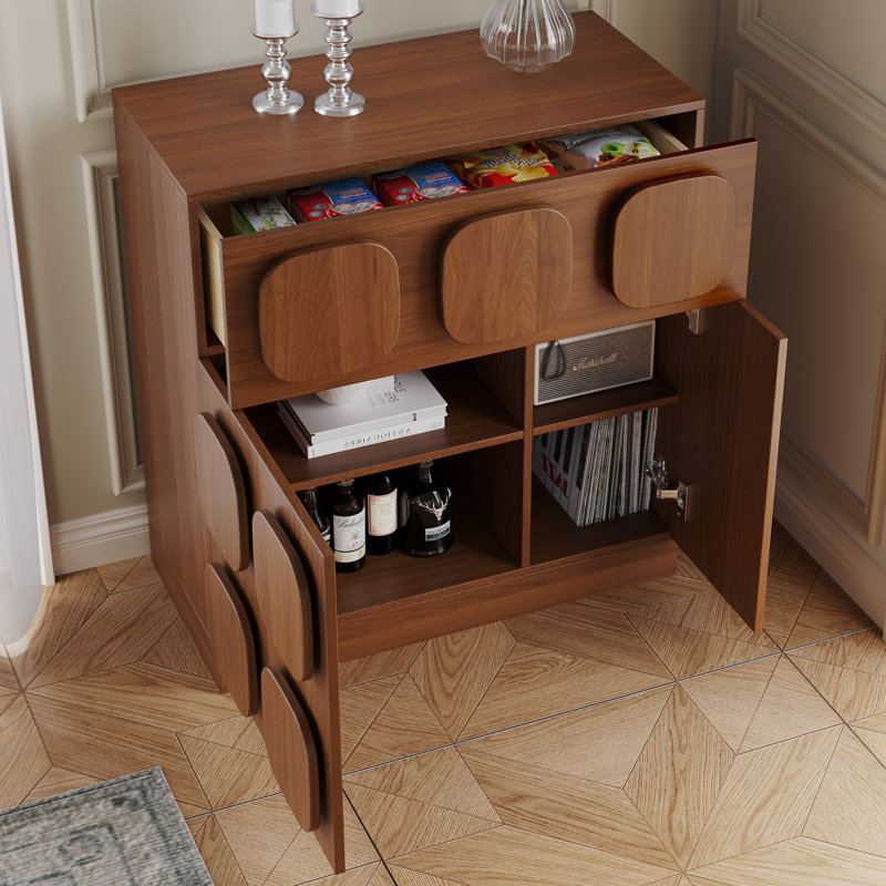 Mid-Century Walnut Sideboard Buffet Cabinet with Storage, Freestanding Accent Cabinet with Rounded Handles & Soft-Close Doors for Dining Room Living Room