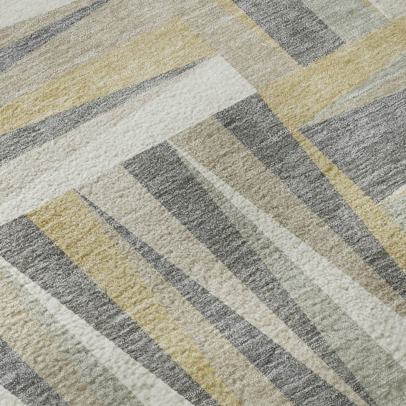 Premium Machine Washable Collett AMF1012 Squares Rug, Rectangle 8' x 10'