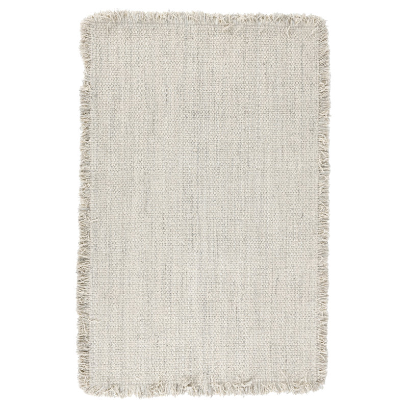 Handmade Ivory Solid Wool Blend Rectangular 8' x 10' Rug