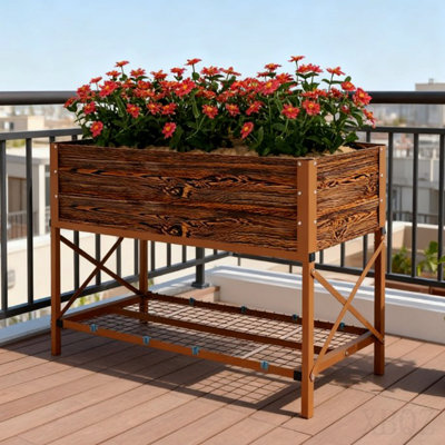 Gardening Bed, Metal Planter Box, Galvanized Raised Garden Bed, With Legs, Storage Shelf And Bed Liner
