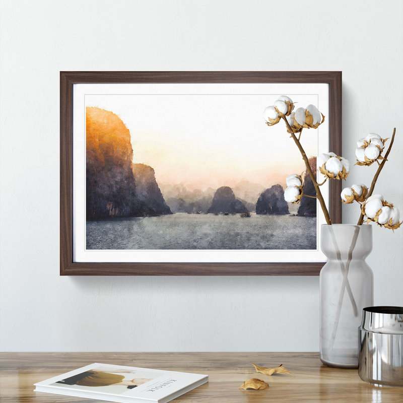 Ha Long Bay in Vietnam - Picture Frame Painting Print, Walnut Framed, 62cm H x 87cm W x 2cm D