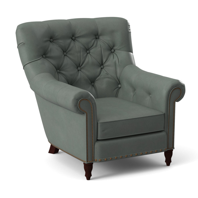 Kirby Leather Club Chair, #9 & #54 Natural, Outsider Raven Genuine Leather, Mahogany