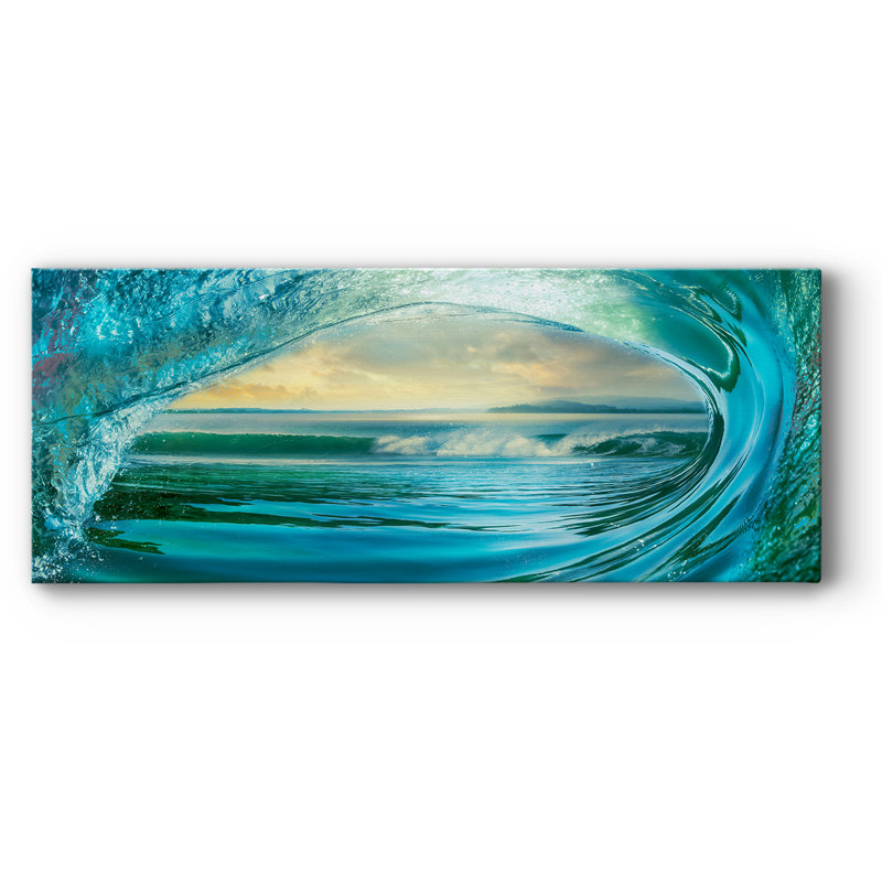 Grande vague sur toile, H 20 po x l 50 po x P 1,5 po