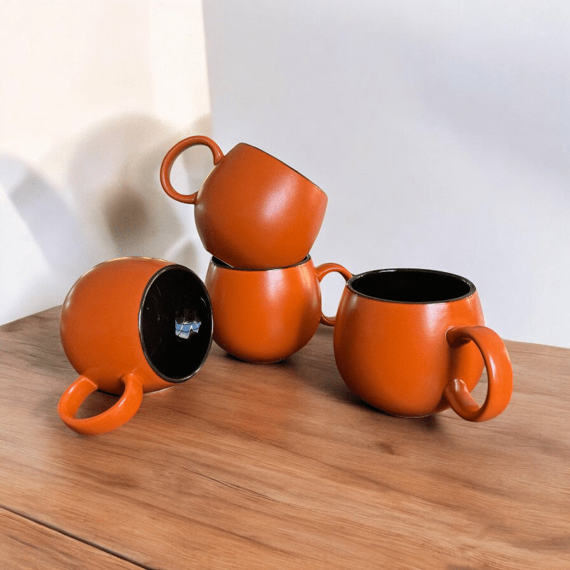 Antwayne Ceramic Coffee Mug, Satin Orange/Dark Chocolate