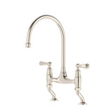 Georgian Era Bridge Kitchen Faucet with Curved Deck Unions