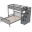 Lit mezzanine simple au-dessus d'un lit double avec escalier, gris-254160885
