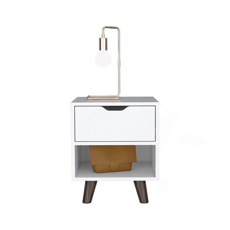 Nightstand Carleen, Bedroom, White, White
