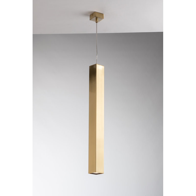 Caniah 1 - Light Cylinder Pendant, Gold, Gold, 30Cm H x 6Cm W x 6Cm D